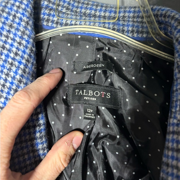 Talbots Aberdeen Houndstooth Wool Blend Blazer Size 12 Petite - Picture 6 of 6